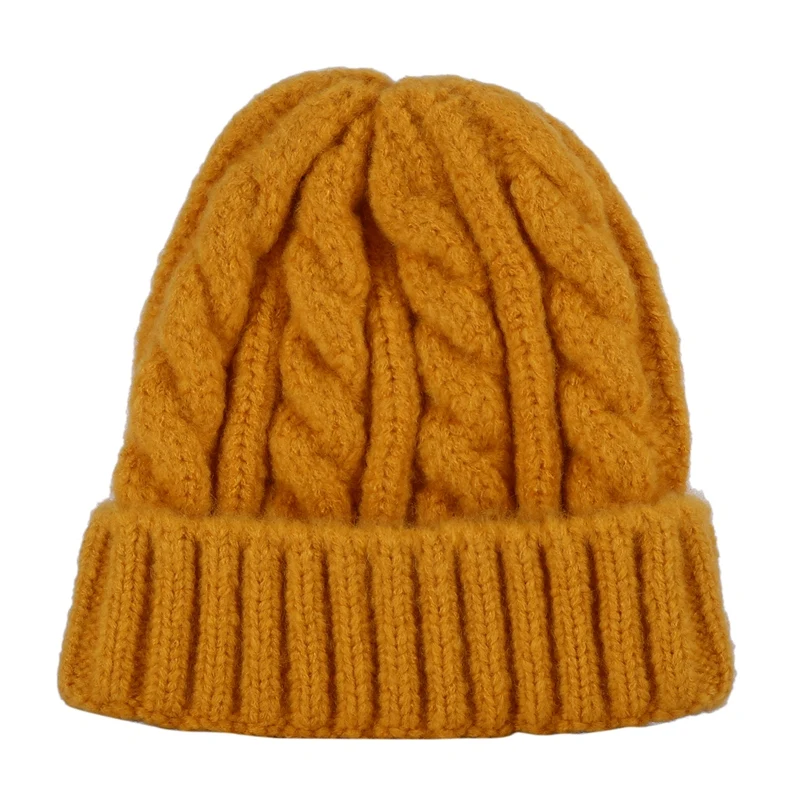 Одноцветная женская вязаная шапка, осенняя и зимняя теплая хлопковая шапка, Женская хлопковая Уличная Повседневная Шапка-бини