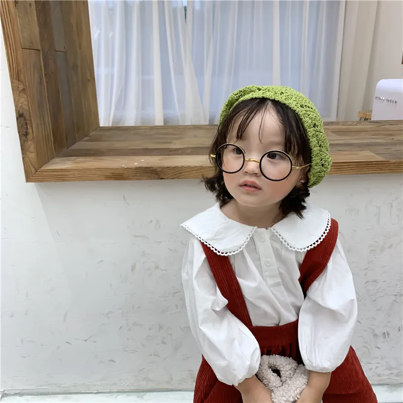 Новое поступление, милая рубашка для маленьких девочек 2, 3, 4, 5, 6 лет клетчатая рубашка с воротником «Питер Пэн» для маленьких девочек милая блузка с длинными рукавами для маленьких девочек