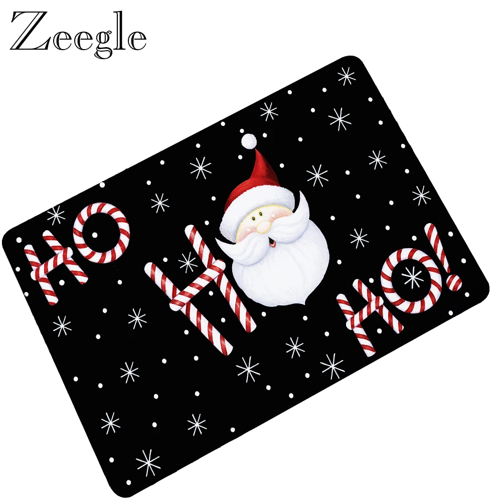 Christmas Printed Floor Mat Anti-slip Rubber Bathroom Doormat Bath Shower Rug Outdoor Mat Waterproof Hallway Carpet Foot Mat
