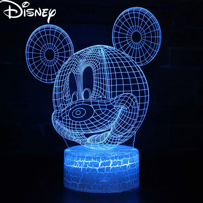 

Светодиодный ночник DISNEY с Микки и Минни стичем, 3D Визуальный стерео светильник, настольная лампа с сенсорным управлением, 16 цветов, с дистан...