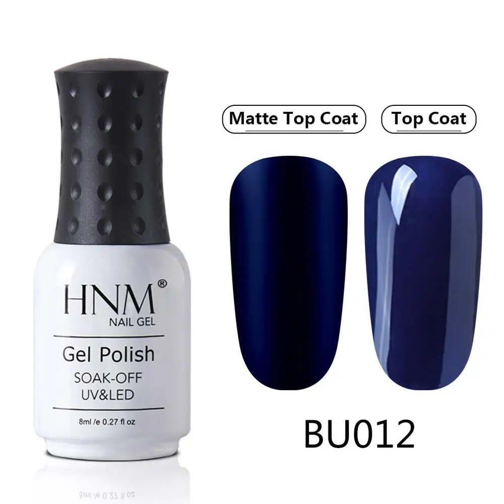 HNM Blue Purple Matte Effect Gel Nail Polish Need Matt Top Coat Base Semi Permanent UV LED Lamp Hybrid Varnishes Lacquer Gellak - Цвет: BU012