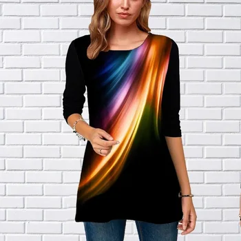 

Women Tees Female Winter Spring Befree Boho Cotton Casual Tops Femme Colors Ladies Printed Full Long Sleeve T Shirts Plus Sizes