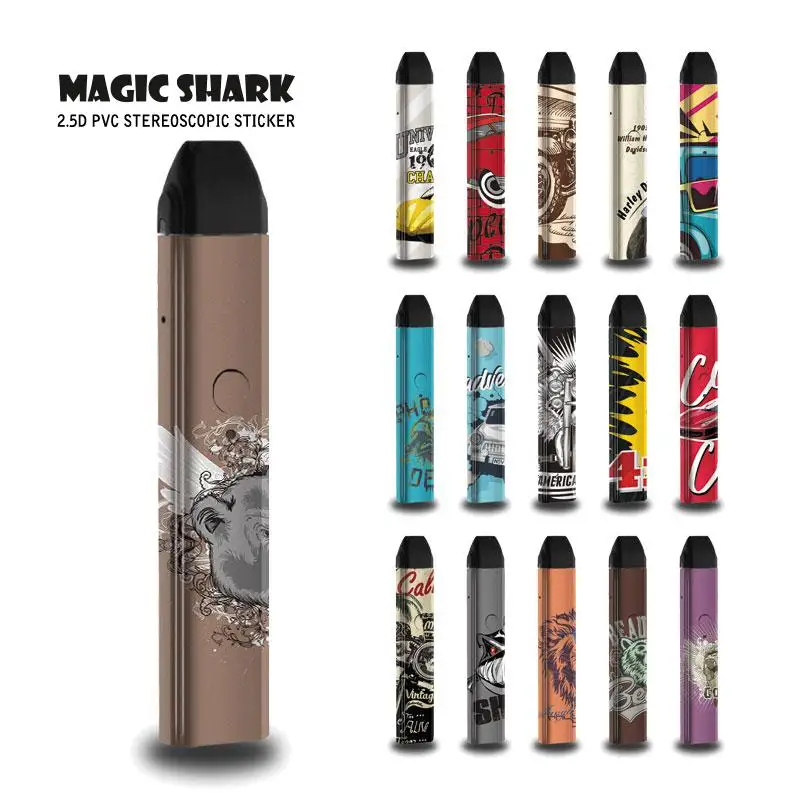 

Magic Shark 2.5D PVC No Fade Motorcycle Lion Bear Vintage Car Cool Cover Sticker Case Wrap Film for Uwell Caliburn