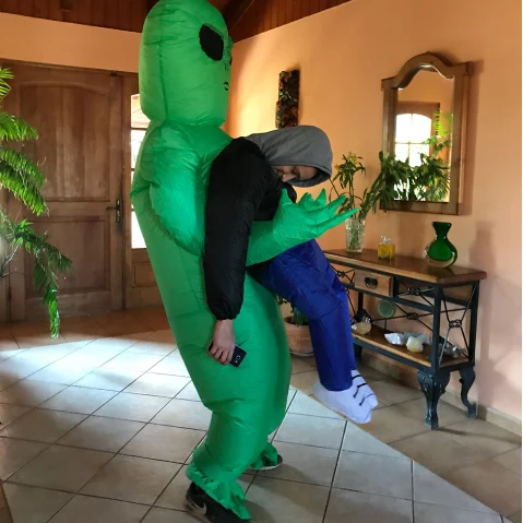 Надувной костюм, зеленый инопланетный Монстр для взрослых и детей, Забавный костюм, нарядное платье для вечеринки, унисекс костюм на Хэллоуин для женщин и мужчин