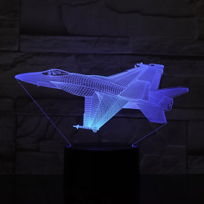 Самолет 3D Светодиодная лампа с эффектом иллюзии 3D Оптическая иллюзия лампы 7 цветов многоцветная ed USB домашнее украшение цветная сменная лампа для мальчиков - Испускаемый цвет: Синий