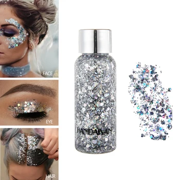 

HANDAIYAN Eyeshadow Glitter Gel Body Hair Face Eye Shiny Flash Heart Loose Sequins Pigment Lasting Festival Decoration TSLM1