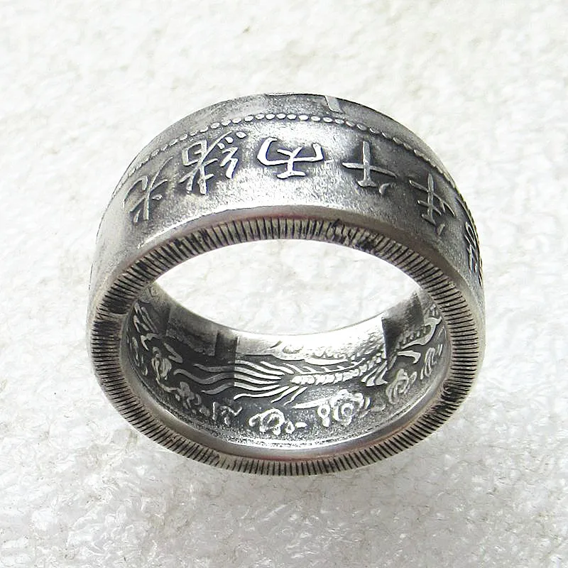 

Chinese Coin GuangXuBingWu Year Reproduction Copper-nickel Alloy Coin Ring Handcrafted US Size 8-16