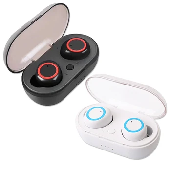 Bluetooth V5.0イヤホンワイヤレス耳電話充電ボックススポーツにおける-耳防水インナーイヤー型pk F9