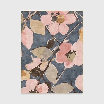 

American Country Style Carpet For Living Room Bedroom Bedside Area Rugs Retro Flowers Printed Sofa Study Room Non-Slip Floor Mat