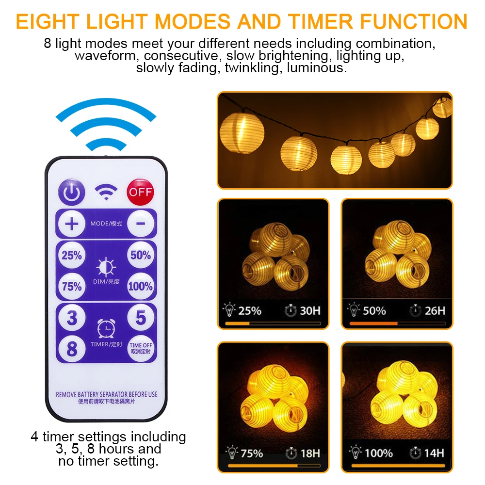 Solar String Lights Lantern Ball 20/30 LED Solar Outdoor Lighting Christmas Decorative for Party Holiday Fairy Lights