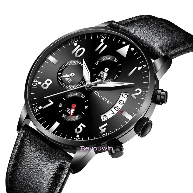 100 шт/партия стиль мужские кожаные часы с календарем высокое качество Дата кварцевые наручные часы для мальчика друг часы для мужчины