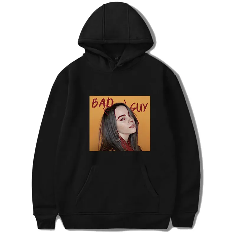 Billie Eilish худи с 3D принтом, осенняя новинка, хип-хоп, Мужская и Женская толстовка с капюшоном, зимняя, с круглым вырезом, с длинным рукавом, модная толстовка с графикой - Цвет: black - style 2