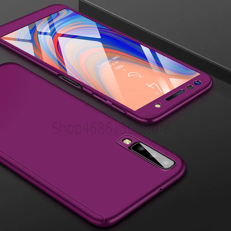 Purple 360 Полное покрытие чехол для samsung Galaxy A6 A8 плюс A7 корпус телефона для samsung Galaxy A30 A50 M10 M20 A9 Чехлы Capa - Цвет: Purple