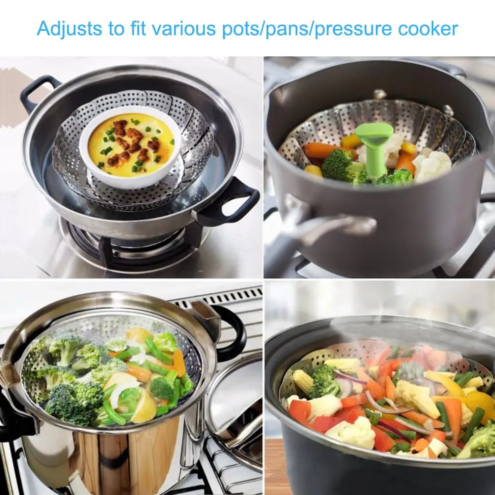 9 Inches Folding Steamer Basket Water Filter Tray Steaming Rack For Veggie Fish Seafood Cooking Steamed Food, Vegetable Basket