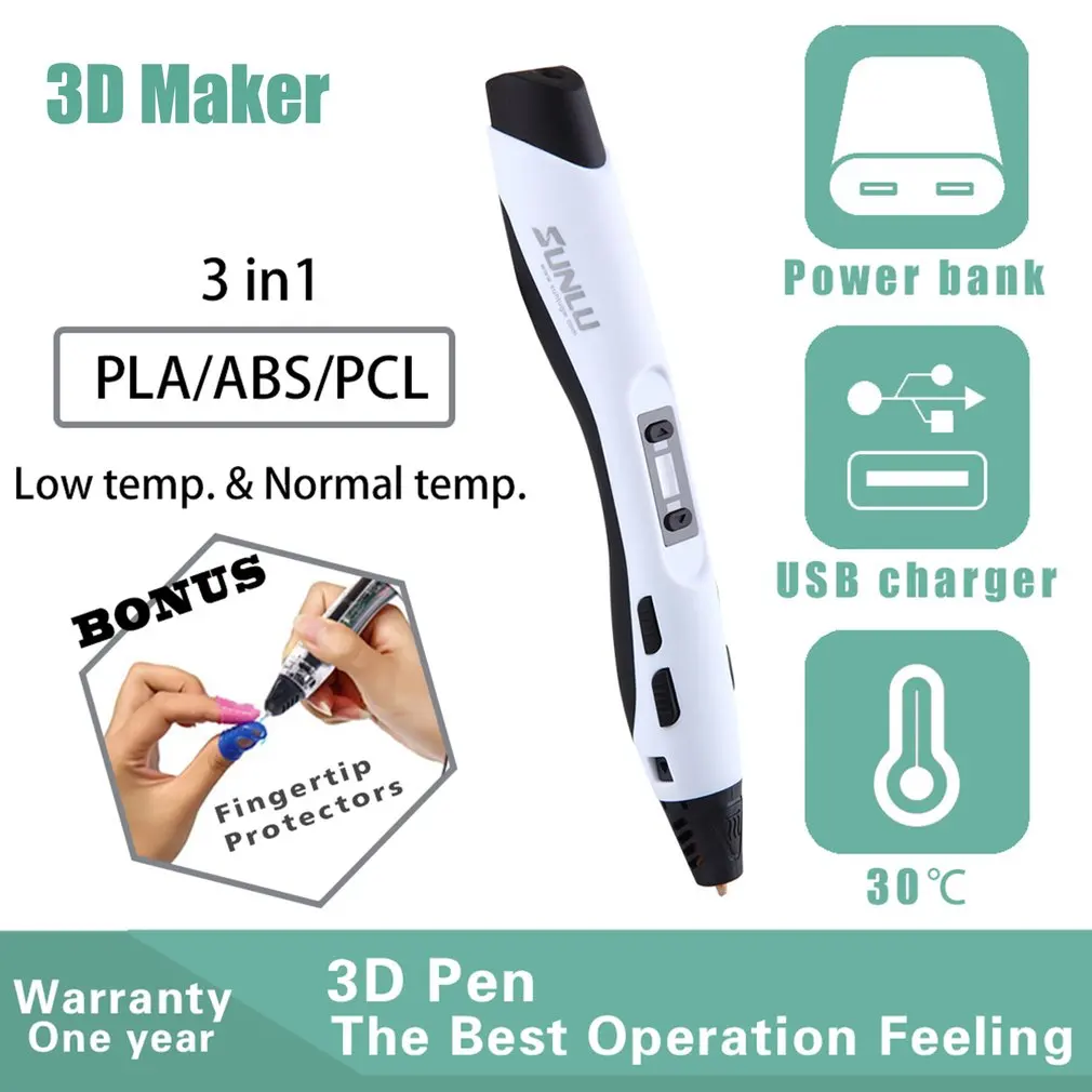 Низкая Температура 3D печать ручка дети граффити ручка Дети Забавный инструмент для рисования с 5 м 20 цветов PLA материал