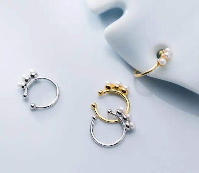 

small 1pair (NO pierced) 100% Real. 925 Sterling Silver Fine Jewelry Handmade Pearl Clip earrings tle655