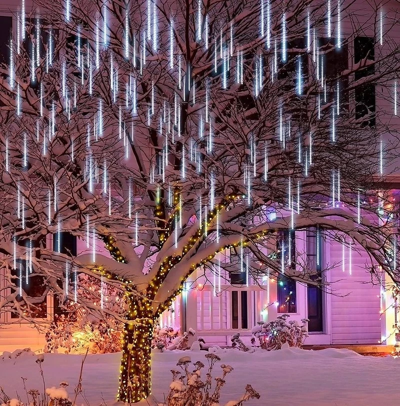 

LED Meteor Shower Rain Lights Waterproof Falling Raindrop Fairy String Light for Christmas Holiday Party Patio Decor