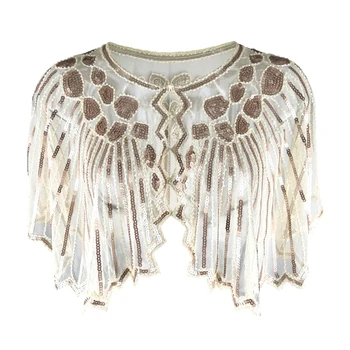

Wrap Scarf Evening Cape Flapper Dancing Fashion Cloak Party Women Shawl Tippet Sequin Art Deco Cover Up Cape