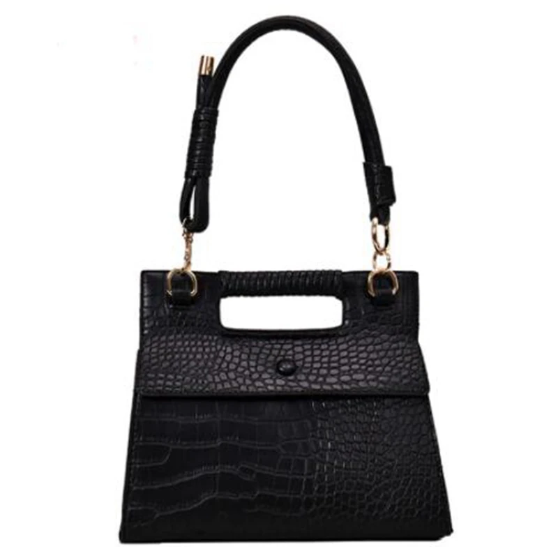 

LJL-Vintage Stone Small Bag Female Pu Ladies Handbag Crocodile Pattern Shoulder Messenger Bag