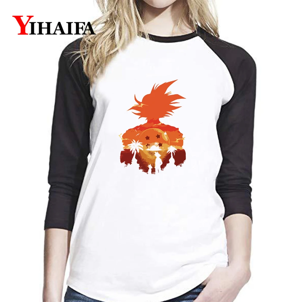 Женская футболка с длинным рукавом Повседневная белая принтом галактики Гоку