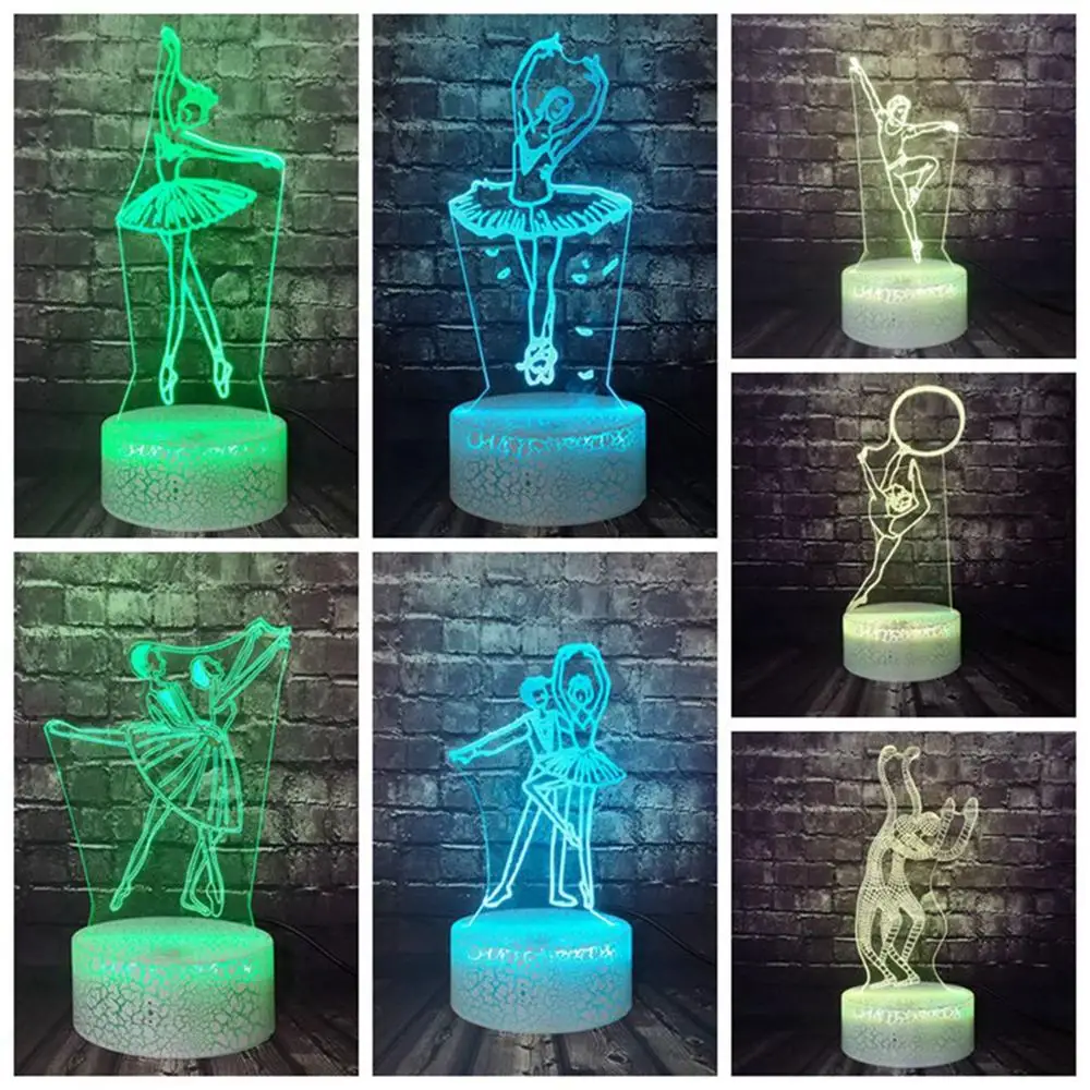 Балетная танцовщица серия гимнастическая лампа LED мультфильм свет 3D оптическая 7