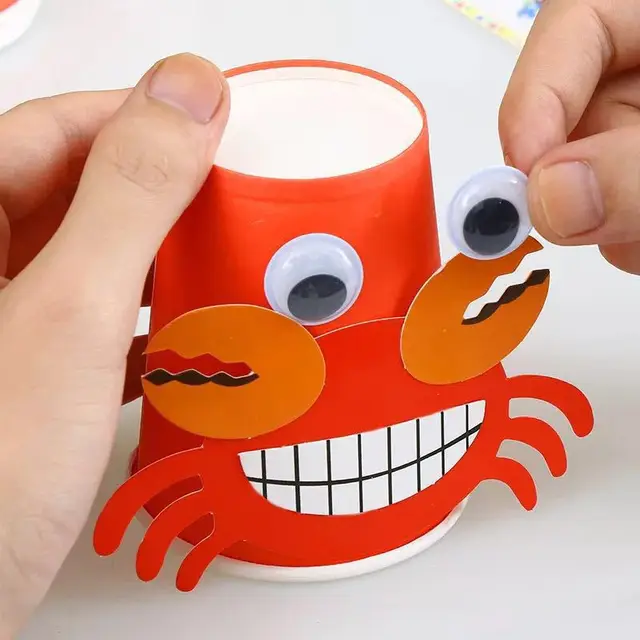 Explore creativity with the 12pcs Children 3D DIY Handmade Paper Cups Sticker Material Kit