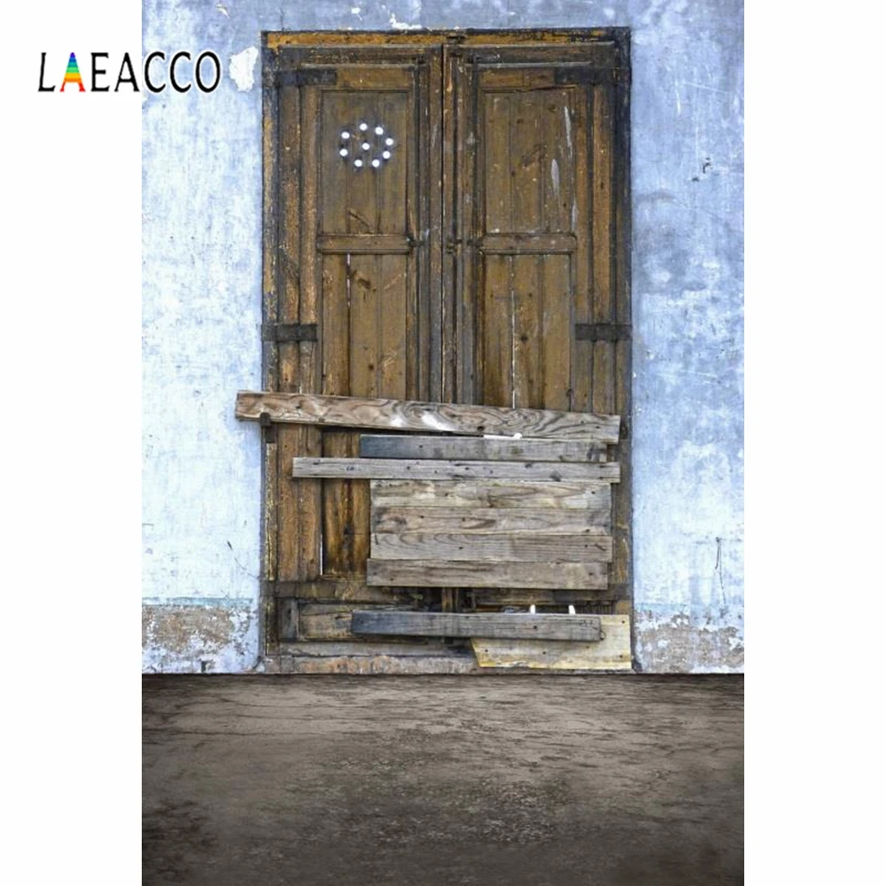 

Laeacco Old Wooden Door Blue Wall Background Vinyl Simple Scene Seamless Photocall Photophone Backdrop For Photo Studio