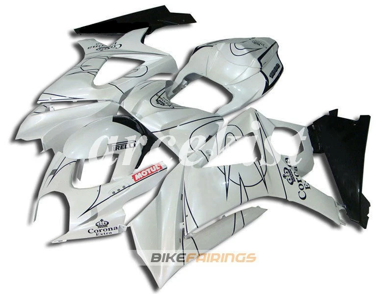ABS мотоцикл обтекатели комплект подходит для Suzuki GSX-R1000 K7 2007 2008 GSXR1000 07 08 Кузов Набор Белый