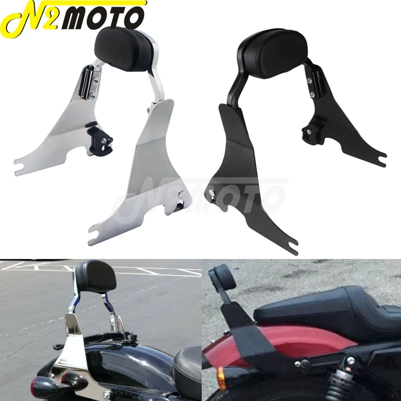 AQIMY Short Passenger Backrest Sissy Bar with Pad for Harley Sportster 883 1200 XL 883C 883R 1200R 1200C 