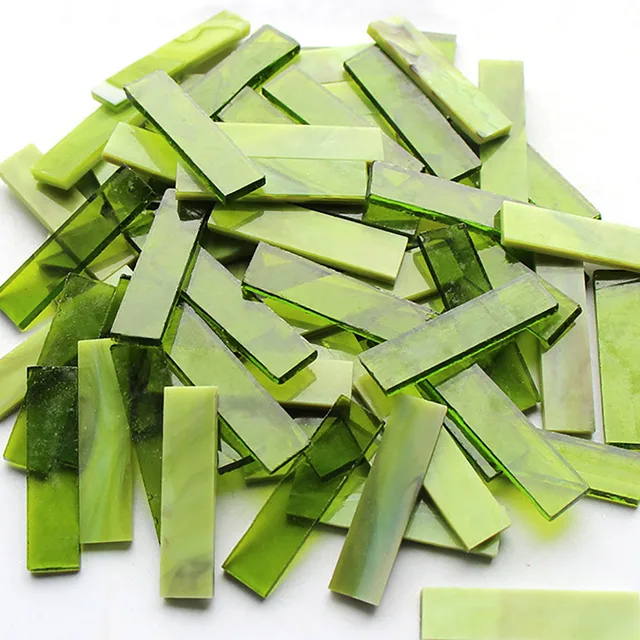 Mixed Color 1 X 4 Cm Square Stained Glass Strip Clear Glass Mosaic Pieces DIY Mosaic Tiles Hobbies Art Crafts Material 100g 6