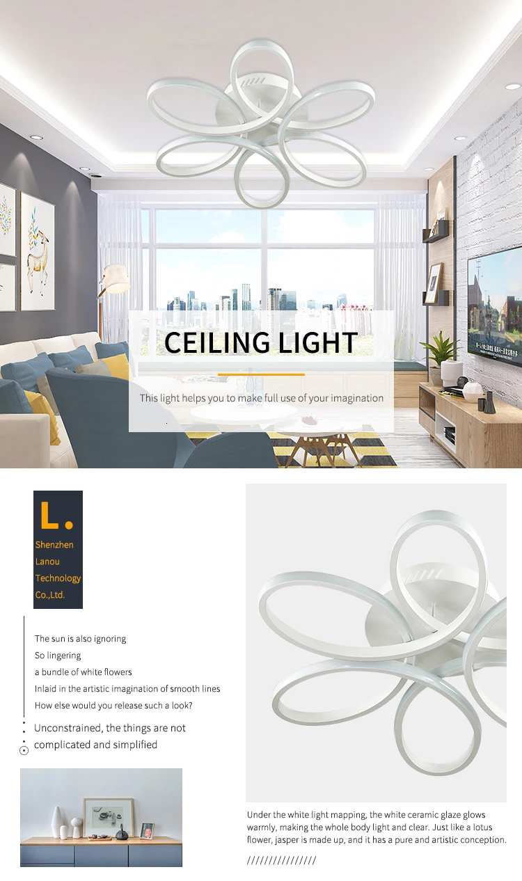 American Acrylic Living Room Simple Modern European Household Bedroom Lights Creative Restaurant Ceiling Light scandinavian