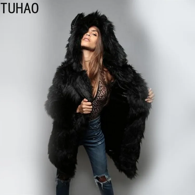 Уличная одежда TUHAO зимнее толстое теплое пальто из искусственного меха Женская