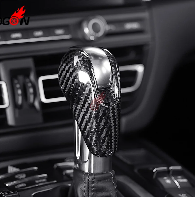 Carbon Fiber Car Accessories AT Interior Gear Shift Knob Head Cover Trim For Porsche Macan S GTS- Panamera 2010