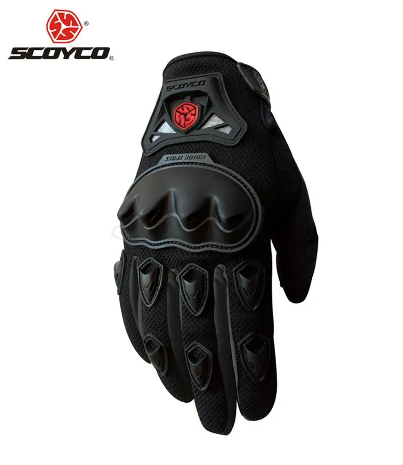 SCOYCO мотоциклетные перчатки летние дышащие Guantes Moto Перчатки сенсорные Мотоциклетные Перчатки мотокросса внедорожные гоночные перчатки - Цвет: MC29 Black