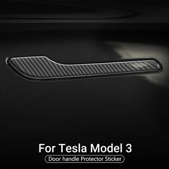 

For Tesla Model 3 Car Door Handle Wrap Tesla Model 3 Carbon Fiber Set Protector Stickers Door Handle 3D for Tesla Accessories