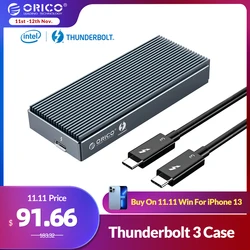 ORICO – boîtier Thunderbolt 3, 40Gbps NVME, SSD, 2 to, en aluminium, avec câble Thunderbolt 3 C à C, pour ordinateur de bureau, pc portable 