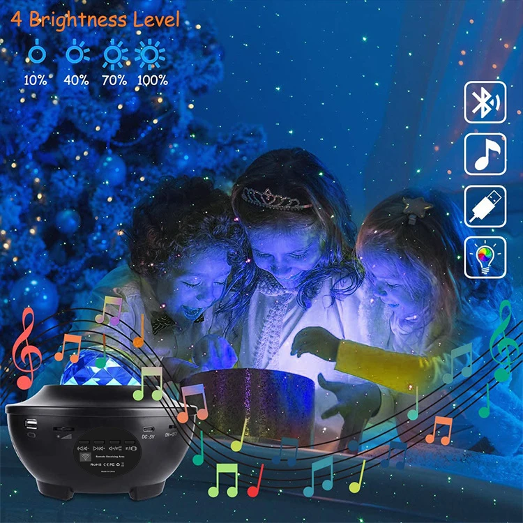 Светодиодный проектор океанских волн ночник с музыкой и Bluetooth динамиком