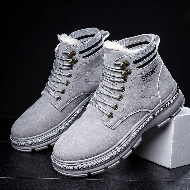

Platform Shoes For Men 2020 Winter Shoes Outdoor Ankle Boots Man Snow Boot With Short Plush Keep Warm Footwear Lace-Up Shoes Boy