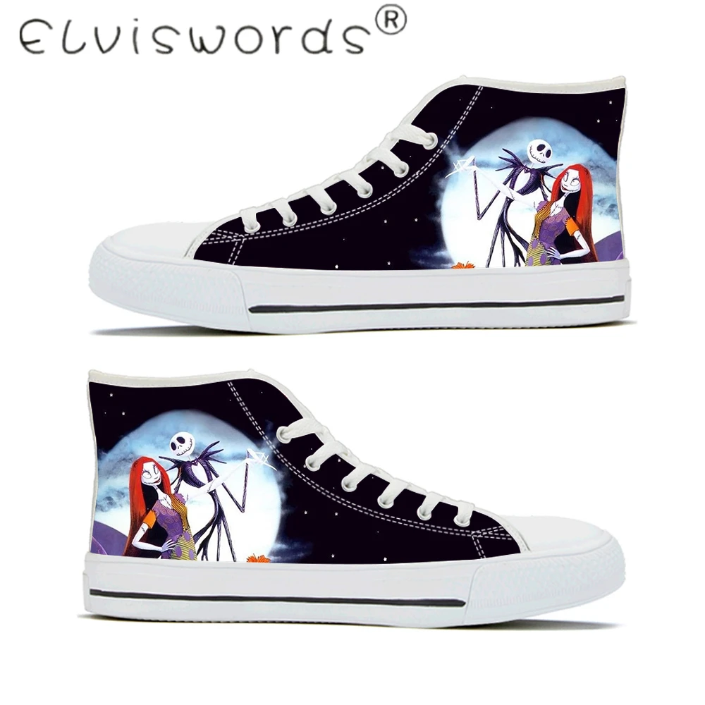 ELVISWORDS/Женская Вулканизированная обувь; Кошмар перед Рождеством; шеллингтон и Салли; дышащие парусиновые кроссовки с принтом - Цвет: HMC3008Z40A