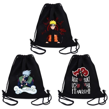 

Drawstring Backpack Popular comic character series Naruto Prints Casual Cotton canvas gym shoulder bags Mochila Feminina