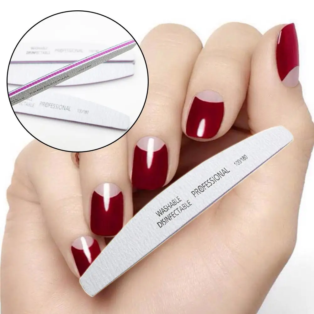 

1Pcs/Lot Nail File 100/180 Sanding Buffer Block Pedicure Manicure Buffing Polish Beauty Tools Professional Nail Files Grey Boat
