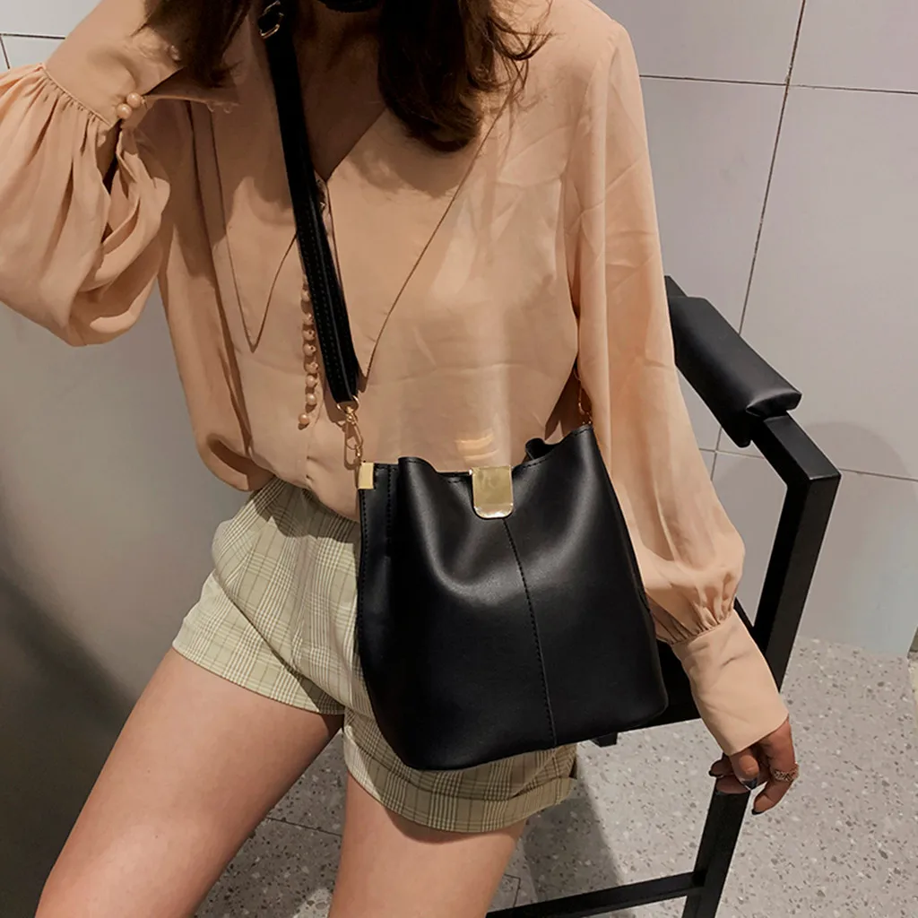 

Women Leisure Wild Messenger Bag 2019 New Fashion Simple Solid Color Chain Bags Letter One-Shoulder Small Square Bag Handbags