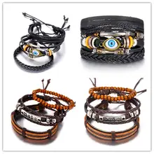 Классические Кожаные Браслеты Devil's Eye для женщин этнические стеклянные Очаровательные бисера модный браслет браслеты ювелирные изделия путешествия