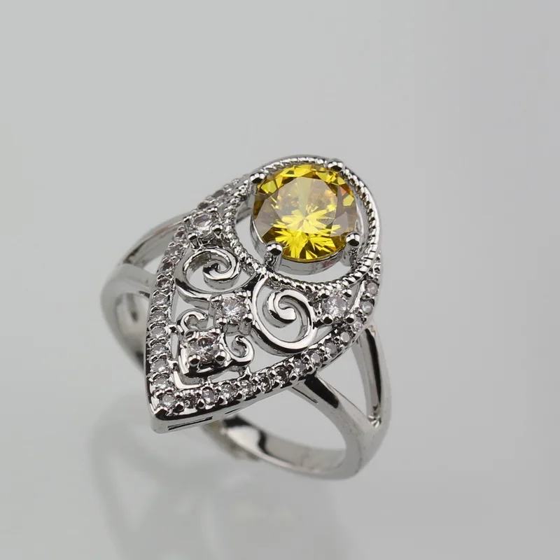 Bohemia Style Passionate Yellow Zircon Costume 925 Silver Fashion Women Jewelry Sets Dangle Earring Bracelet Ring 7-Color Sets