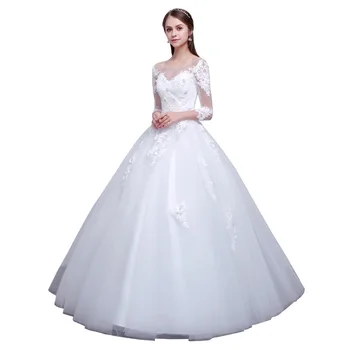

Fast Shipping! Lace Appliqued Tulle Wedding Dress 2020 Lace Up Bridal Gown Floor Length Wedding Gowns