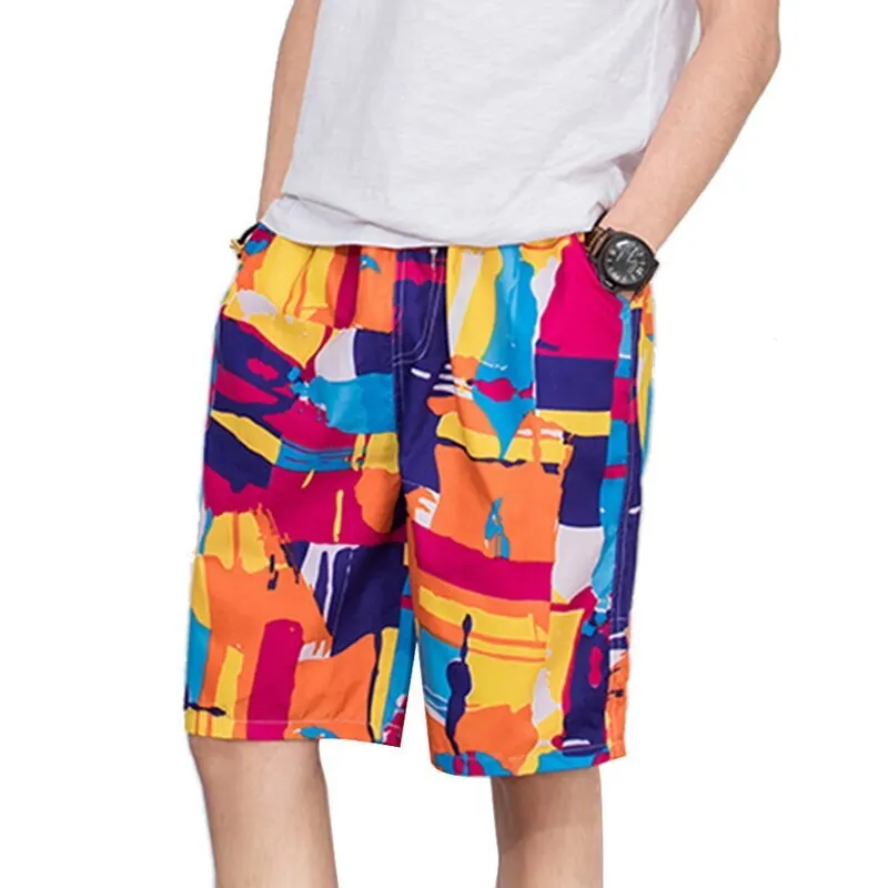 

DIHOPE Men New Beach Short Pants Trunks Multi Styles Loose Drawstring Casual Beach Shorts Summer Printed Beach Short