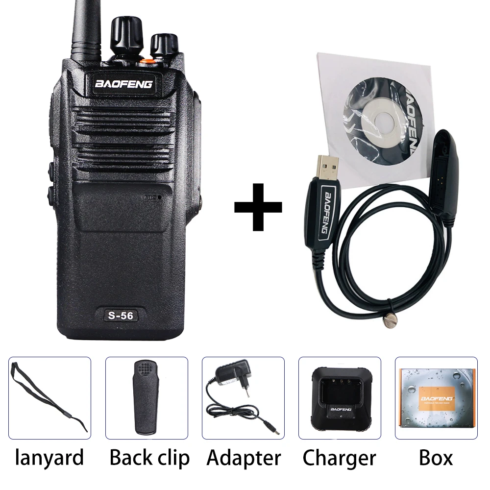 Box soft cable Водонепроницаемый BF S-56 Walkie Talkie 10 км 10 Вт портативный CB Ham Радио HF трансивер для двухсторонней радиосвязи дальнего радиуса действия 10 км 3500 мАч baofeng - Цвет: Box soft cable