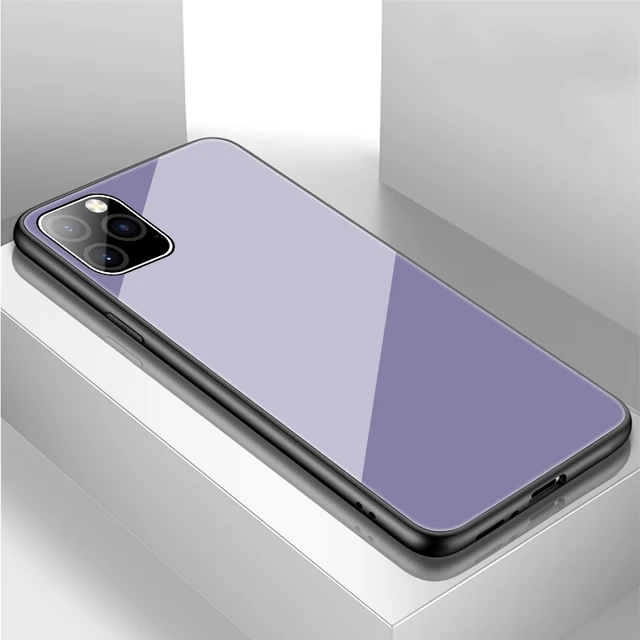 Luxury Plain Glass Case For Xiaomi Mi 10 8 9 SE Lite F1 Redmi Note 5 6 7 Pro Plus Pocophone F1 Phone Cover Purple