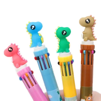 

1pc Ten Color Ballpoint Multi-Function Dinosaurs Ball Pen 0.5mm Office Stationery School Supplies Student Graffiti Painting Pen