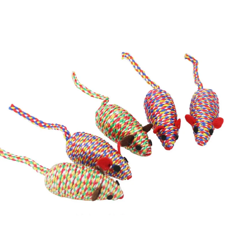 1Pcs Pet Chewing Toys Multicolor Cute Cat Supplies Scratch Playing Color Rope Mouse Shaped Colorful Pet Products Cat Toys 2020